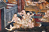 Bangkok Wat Pho, mural paintings of the vhian of the Reclining Buddha. 